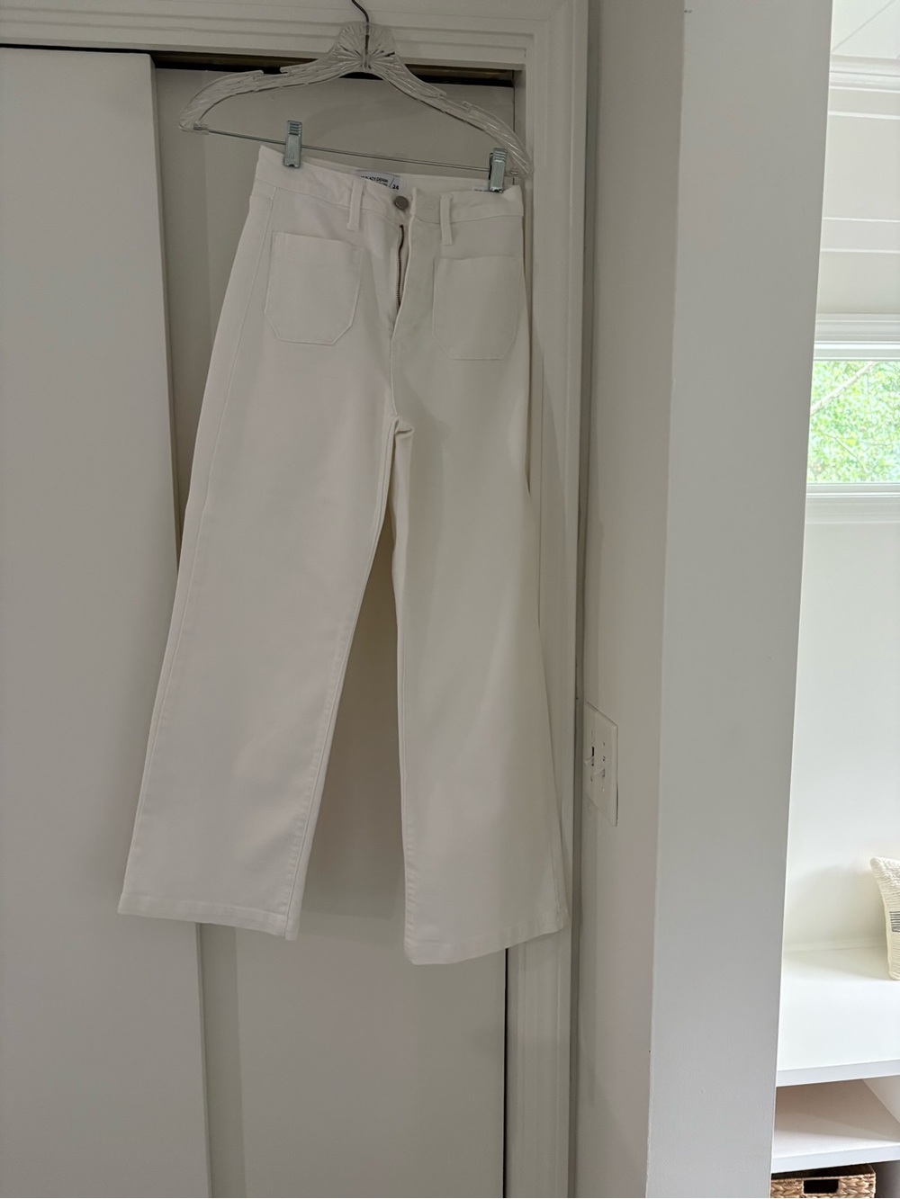 BD Just Black Denim White High-Rise Patch-Pocket Wide-Leg Jeans - Size 24